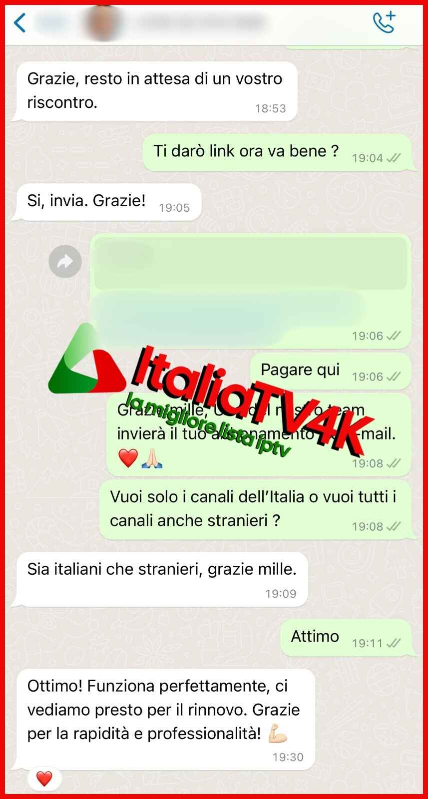 Recensione cliente 10 via WhatsApp