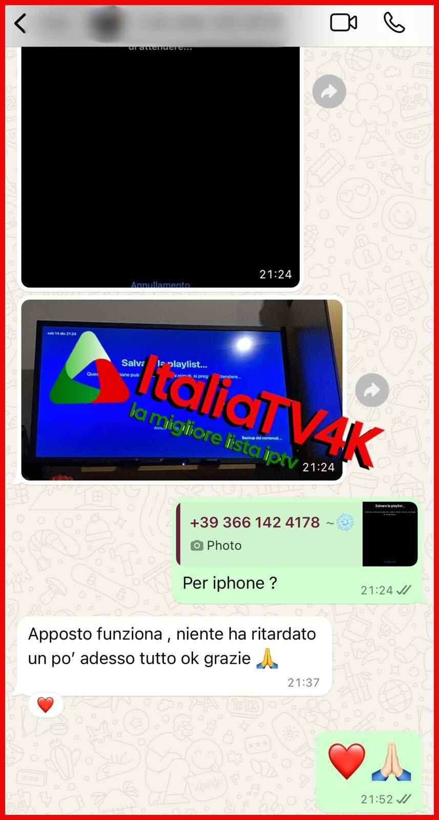 Recensione cliente 6 via WhatsApp