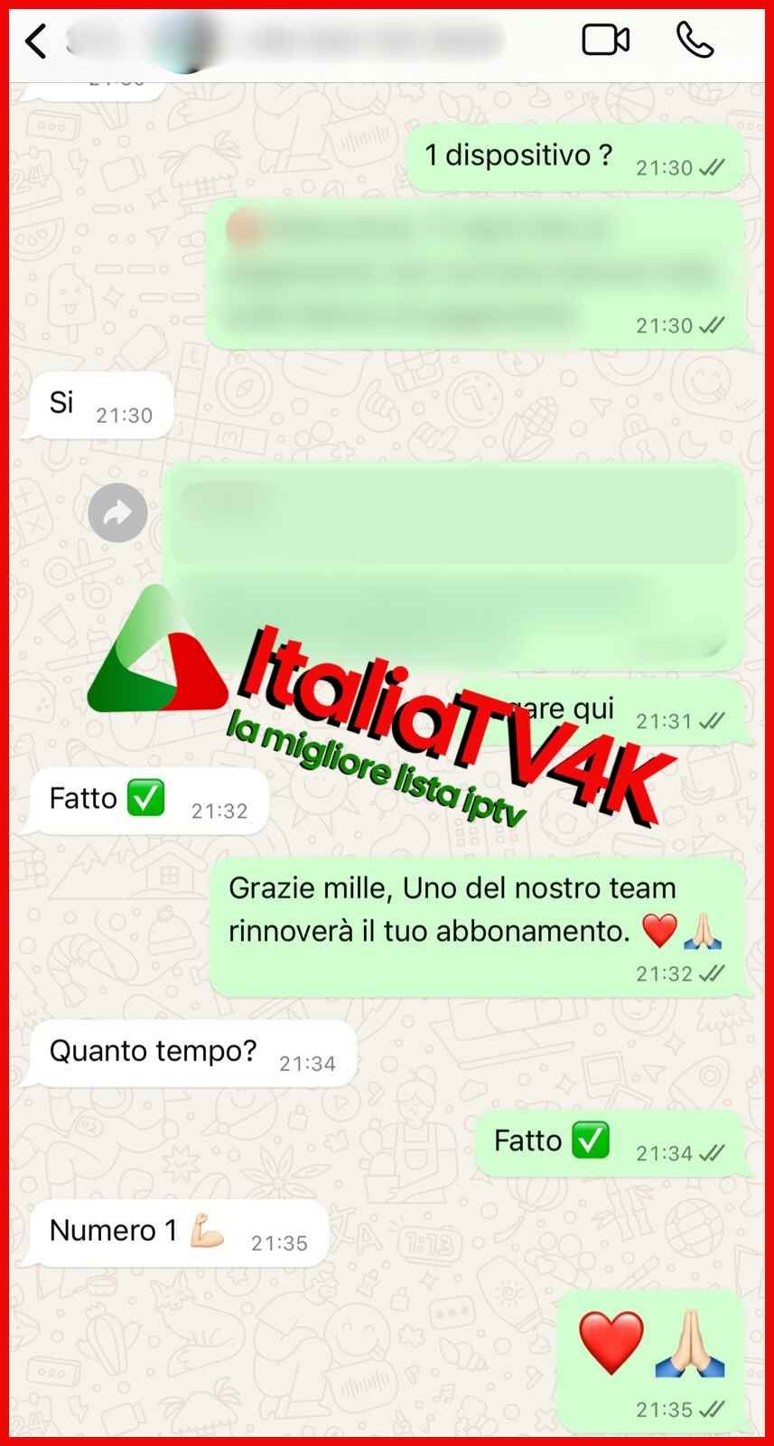 Recensione cliente 7 via WhatsApp