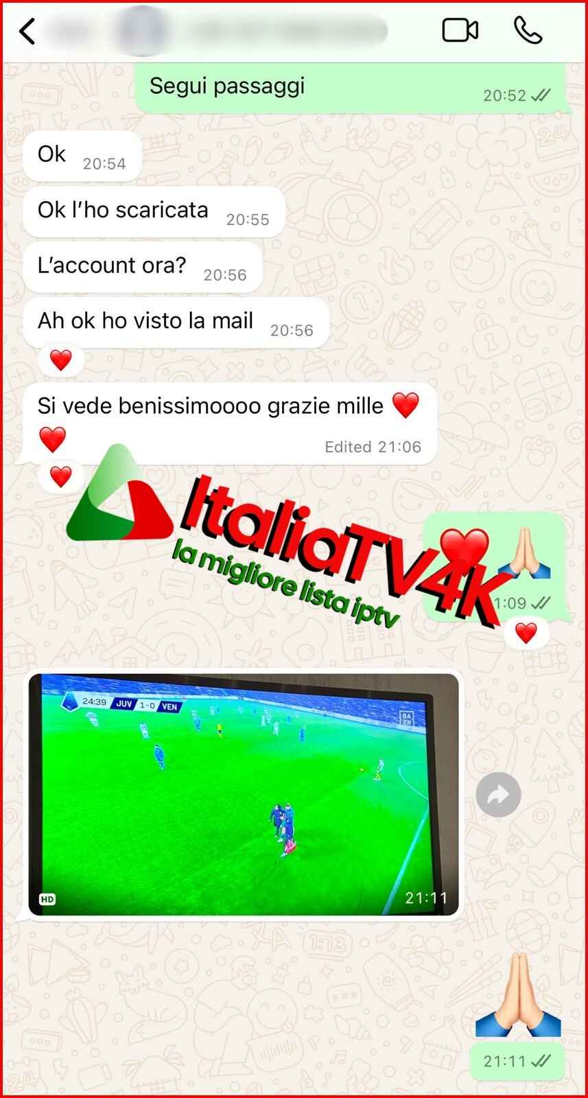 Recensione cliente 8 via WhatsApp